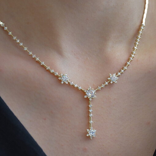 14 Ayar Swarovski Lotus Kolye - 4