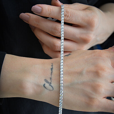 14 Ayar Swarovski Taşlı Su Yolu Bileklik 18 cm - 2