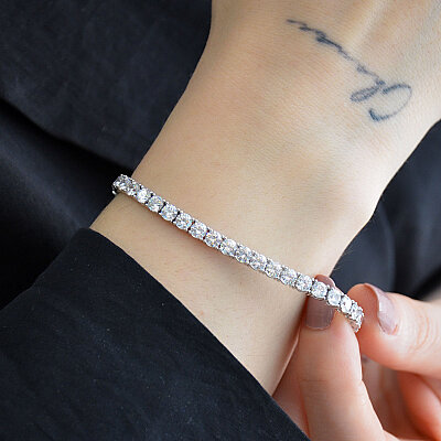 14 Ayar Swarovski Taşlı Su Yolu Bileklik 18 cm