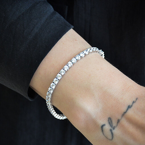14 Ayar Swarovski Taşlı Su Yolu Bileklik 18 cm - 4