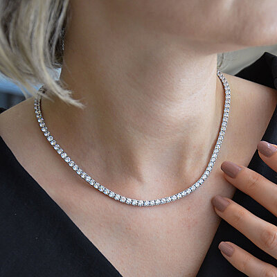 14 Ayar Swarovski Taşlı Su Yolu Kolye 45 cm