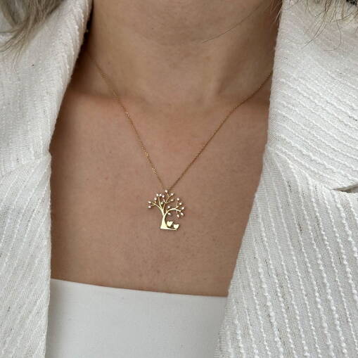 14 Ayar Zirkon Taşlı Kalpli Kolye – Zarif Tasarım - 2