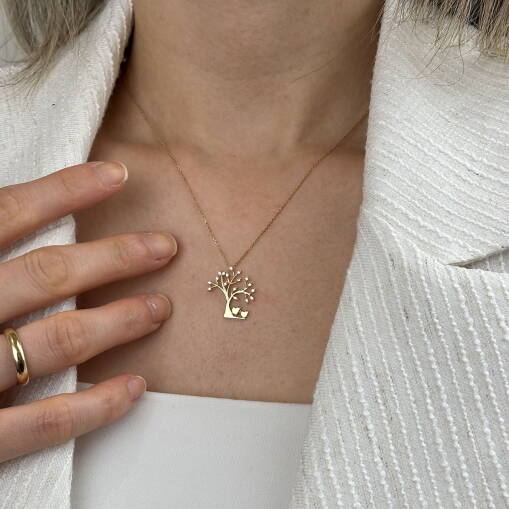 14 Ayar Zirkon Taşlı Kalpli Kolye – Zarif Tasarım - 3