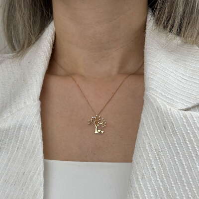 14 Ayar Zirkon Taşlı Kalpli Kolye – Zarif Tasarım - 4