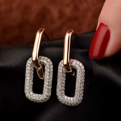 1.43ct Pırlanta Oval Küpe - 1