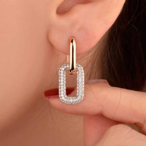 1.43ct Pırlanta Oval Küpe - 2