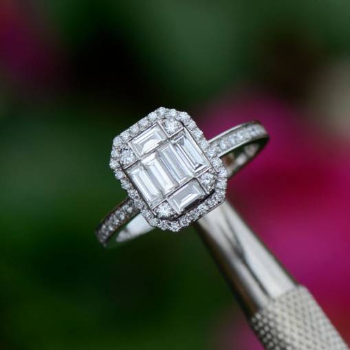 14k Altın 1.18ct Baget Pırlanta Yüzük - 1