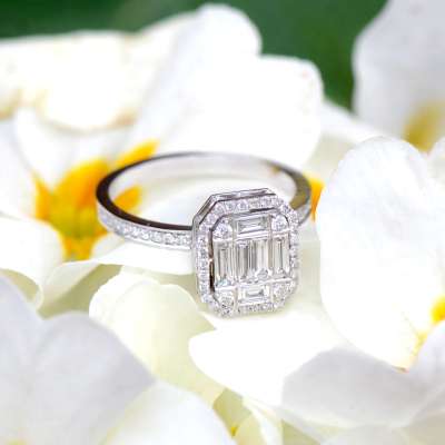 14k Altın 1.18ct Baget Pırlanta Yüzük - 3