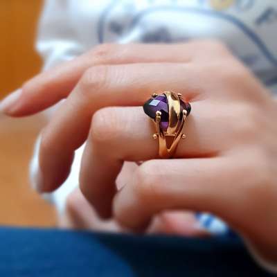 14k Altın Ametist Taşlı Yüzük - 3