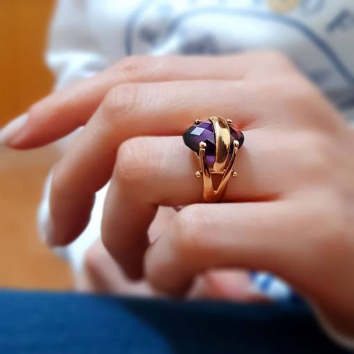 14k Altın Ametist Taşlı Yüzük - 3