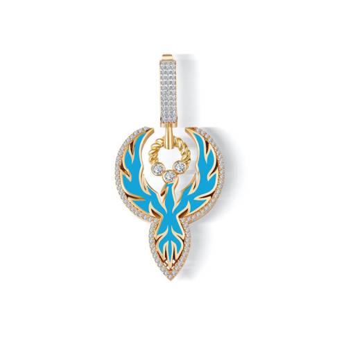 14k Altın Anka Kuşu Charm Kolyeucu - 1