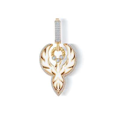 14k Altın Anka Kuşu Charm Kolyeucu