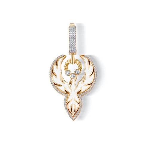 14k Altın Anka Kuşu Charm Kolyeucu - 1