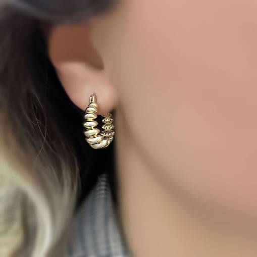 14k Altın Arpa Model Halka Küpe - 1