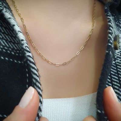 14k Altın Ataç Zincir Kolye - 3