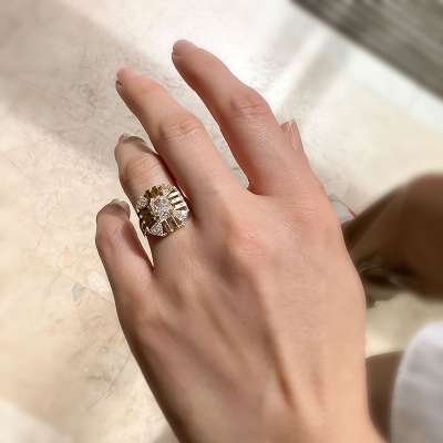 14k Altın Baget Tasarım Yüzük - 1