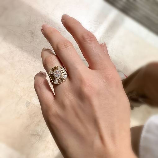 14k Altın Baget Tasarım Yüzük - 1