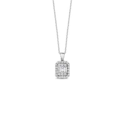 14k Altın Baget Taşlı Kolye