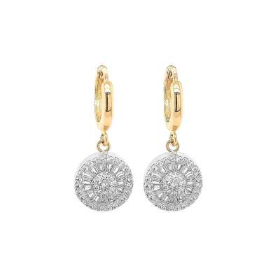 14k Altın Baget Taşlı Trapez Küpe