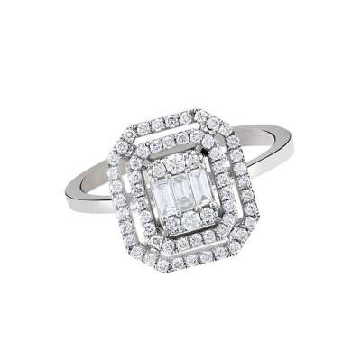 14k Altın Baget Taşlı Yüzük - ENGİNGOLD SRD