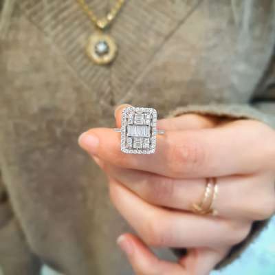 14k Altın Baget Taşlı Yüzük - 4