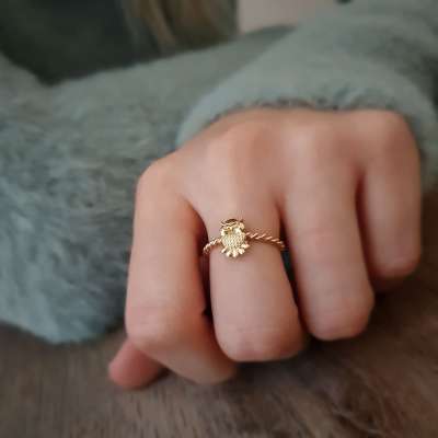 14k Altın Baykuş Figürlü Yüzük - 2