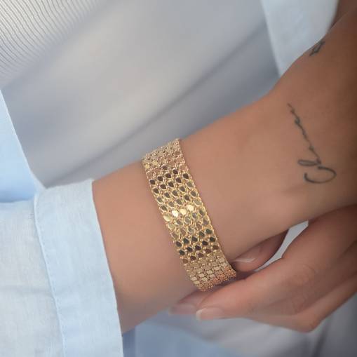 14k Altın Beş Sıra Pullu Arpa Model Bileklik - 2