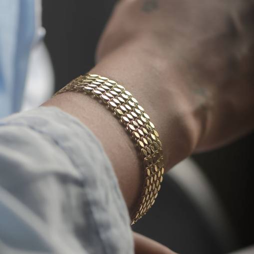 14k Altın Beş Sıra Pullu Arpa Model Bileklik - 3