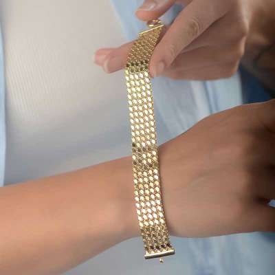 14k Altın Beş Sıra Pullu Arpa Model Bileklik - 4