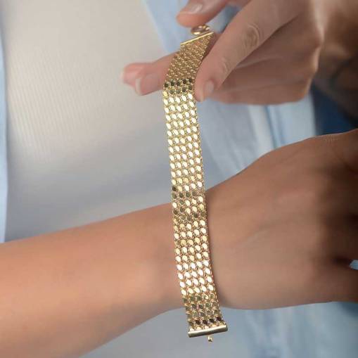 14k Altın Beş Sıra Pullu Arpa Model Bileklik - 4