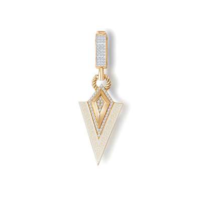 14k Altın Beyaz Mineli Üçgen Charm Kolye Ucu