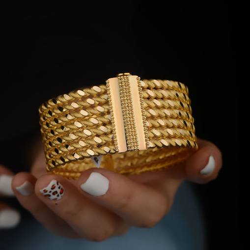 14k Altın Burma Model Kelepçe Bilezik - 1