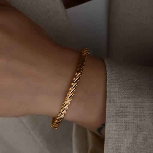 14k Altın Burma Model Kelepçe Bilezik - 1