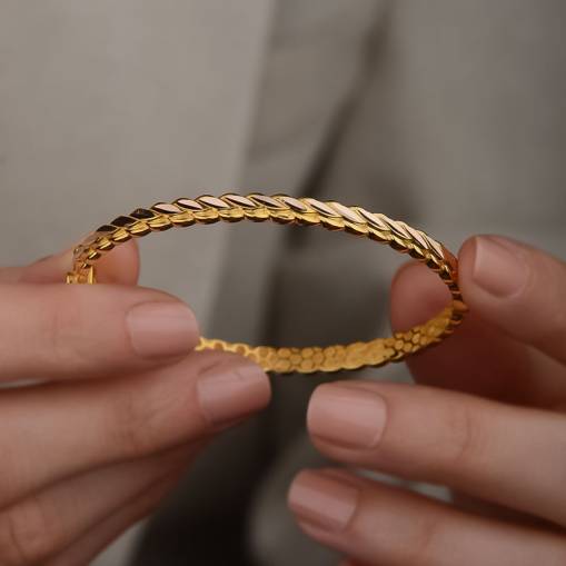 14k Altın Burma Model Kelepçe Bilezik - 2