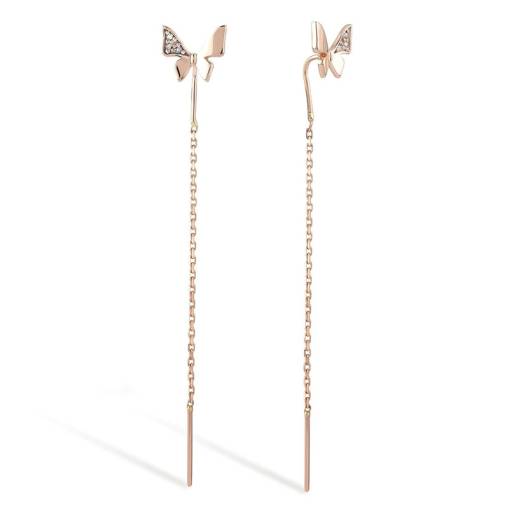 14k Altın Cabaret Kelebek Küpe - 1