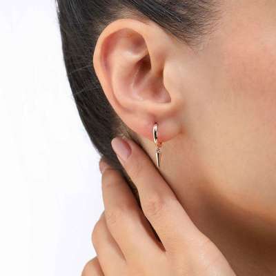 14k Altın Cabaret Mini Spike Küpe - 2
