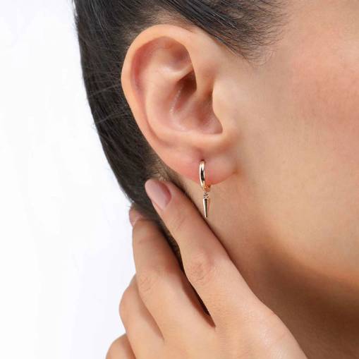 14k Altın Cabaret Mini Spike Küpe - 2
