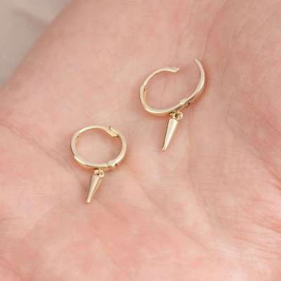 14k Altın Cabaret Mini Spike Küpe - 3