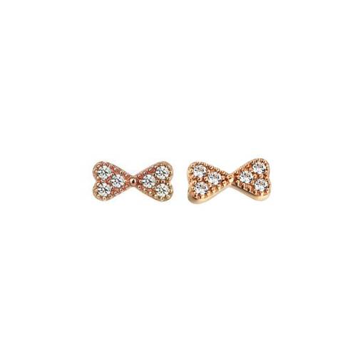 14k Altın Cabaret Taşlı Papyon Küpe - 1