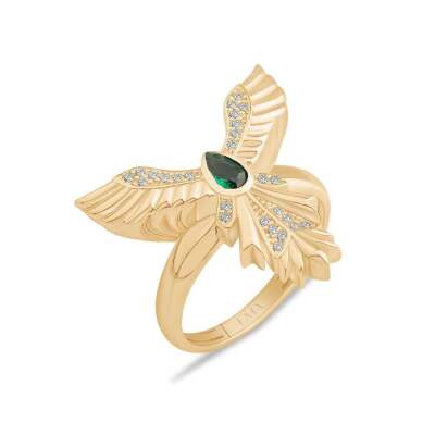 14k Altın Çağla Ema Anka Kuşu Yüzük