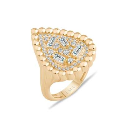 14k Altın Çağla Ema Baget Damla Yüzük - ENGİNGOLD EMA