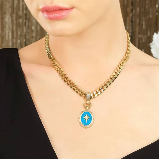 14k Altın Çağla Ema Kuzey Yıldızı Kolye Ucu - 3