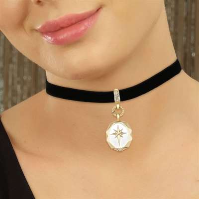 14k Altın Çağla Ema Kuzey Yıldızı Kolye Ucu - 2