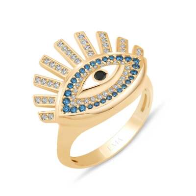 14k Altın Çağla Ema Taşlı Göz Yüzük - ENGİNGOLD EMA