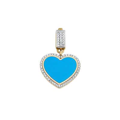 14k Altın Çağla Şikel Kalpli Charm Kolye Ucu - ENGİNGOLD EMA