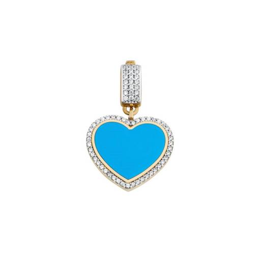 14k Altın Çağla Şikel Kalpli Charm Kolye Ucu - 1