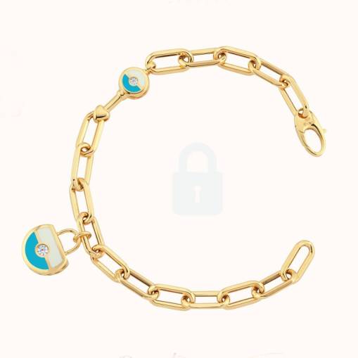 14k Altın Cetaş Bir Dilek Tut Kilit Bileklik - 1