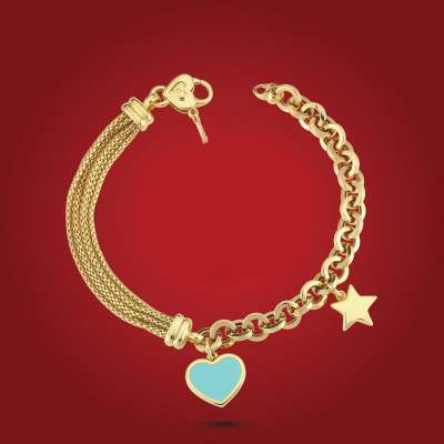 14k Altın Cetaş Eterna Heart&Star Bileklik - 1