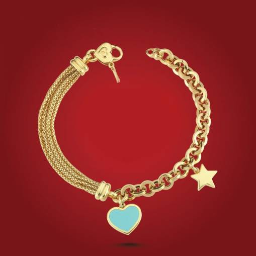 14k Altın Cetaş Eterna Heart&Star Bileklik - 1