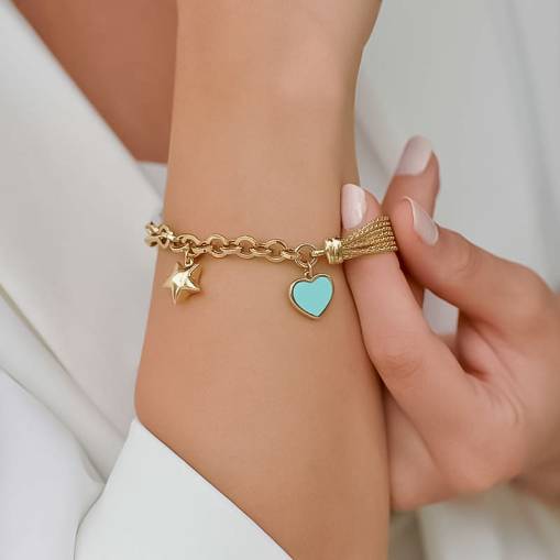 14k Altın Cetaş Eterna Heart&Star Bileklik - 4